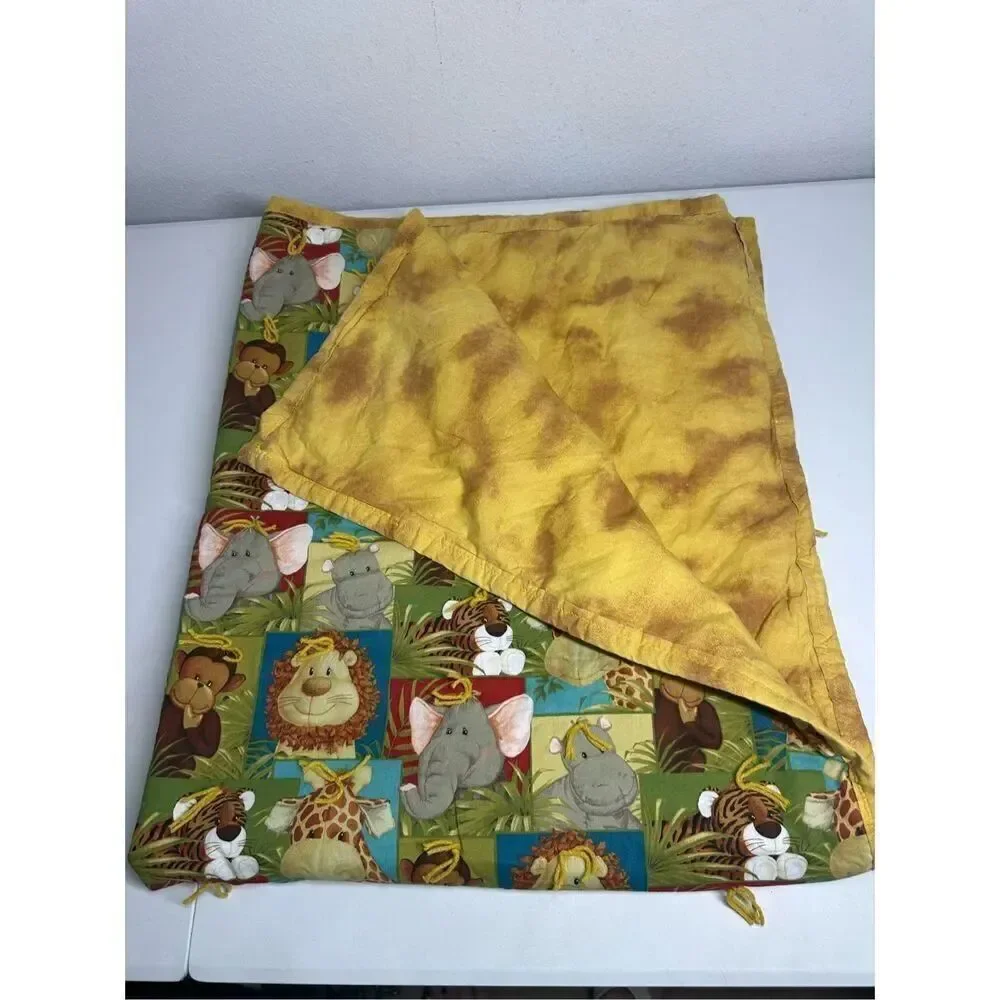Rare Vintage Zoo Animal Baby Cotton Blanket 52”x 43”